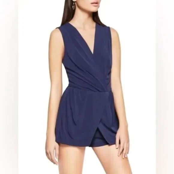 BCBGeneration Navy Sleeveless V-neck Romper Skort Size M