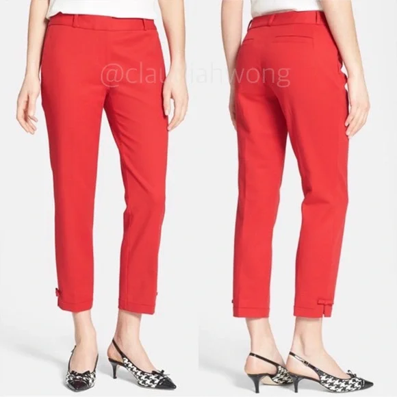 KATE SPADE Jackie Bow Capri Pants in Lacquer Red