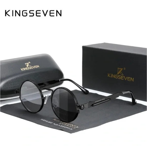 KINGSEVEN Gothic Steampunk Polarized Designer Vintage Round Metal Frame …