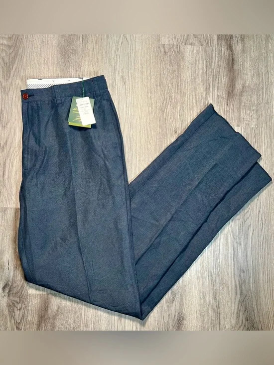 Orvis Signature Collection Men's Tencel Linen Pleated Trousers Pants 38 Raw Hem