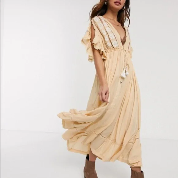 Free People Cream Midi Dress