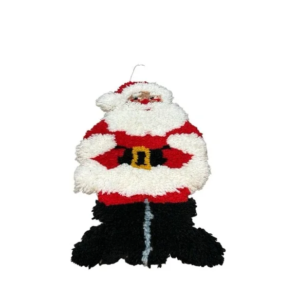 Vintage Santa latch hook hanging completed Christmas large 28x16