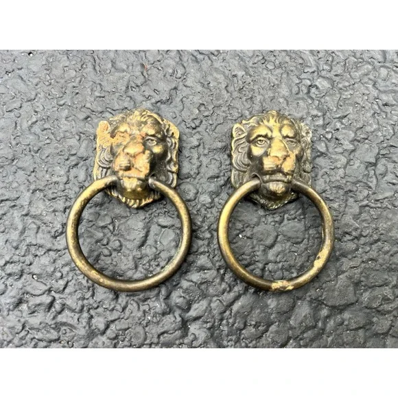 Antique‎ Lion Head Cabinet Door Drawer Pulls Hardware Ornate Victorian