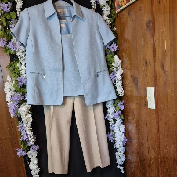 Tahari Light Blue Jacket and Shell Two-Piece Set