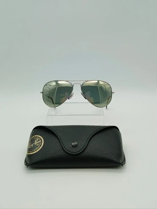 Ray-Ban Aviator Sunglasses in Green Lens with Silver Frame RB 3025