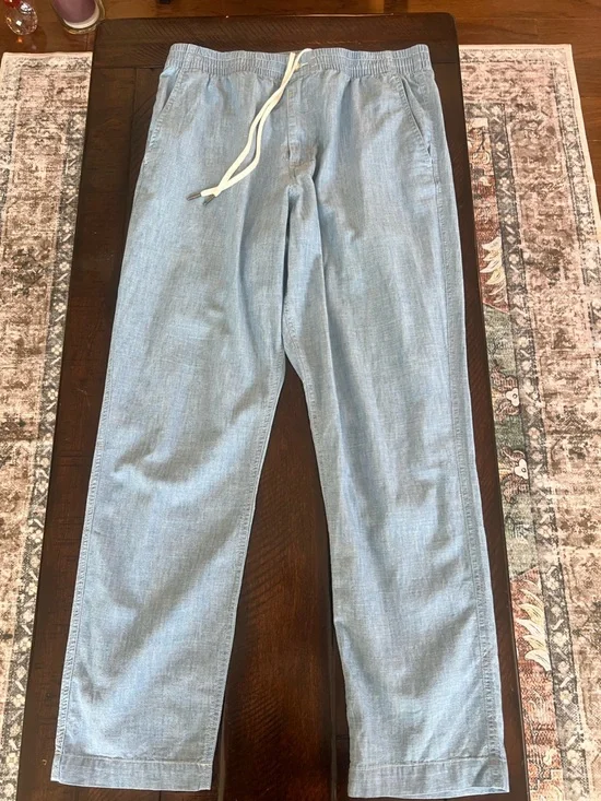 Polo Ralph Lauren Classic Fit Chambray Drawstring Pants XL Blue Cotton Beach