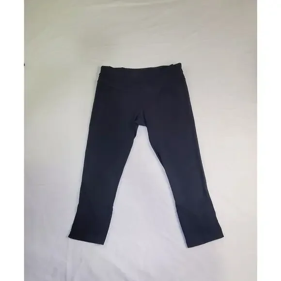 Lululemon Sz 8 Womens Leggings Capri Black Stretch Zip Pocket Athletic Gym Ca2