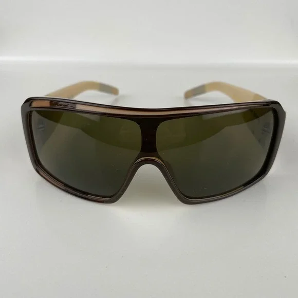 Paul Frank Neat Neat Neat Shield Sunglasses Choc Stp Brown Tan Wrap Y2K Retro