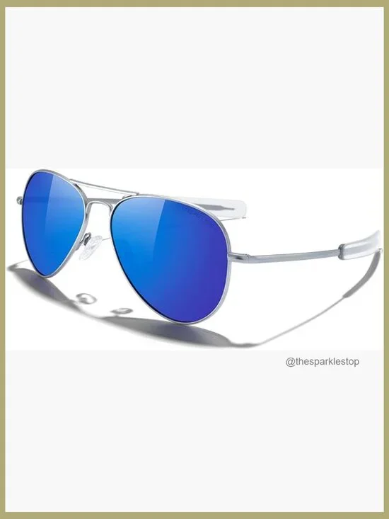 Polarized Aviator Sunglasses with Matte Chrome Frame
