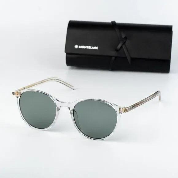 Montblanc Men Sunglasses Clear Green Round MB0326SA 004 NEW AUTHENTIC