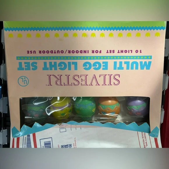 Vintage Silvestri Multi Colored Egg Light Set 10 Works! In box White Wire
