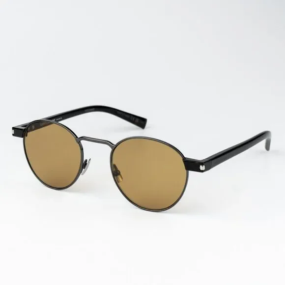 NEW Saint Laurent SL707 003 Ruthenium Grey Havana Nicotine Oval Unisex Sunglasse