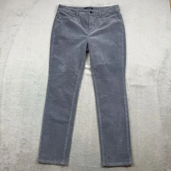 High Rise Straight Leg Velveteen Pant Solid Women’s 8P Grey Office Casual