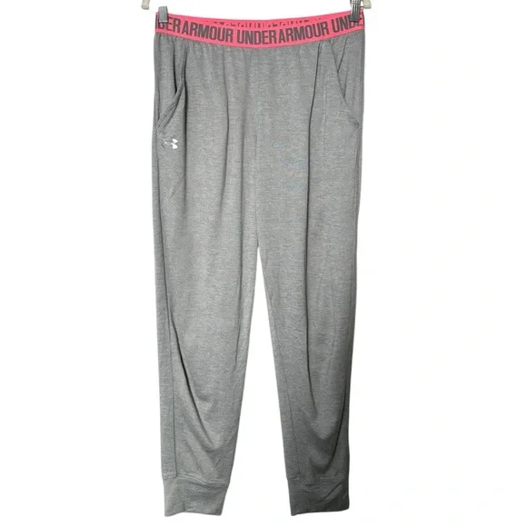 Under Armour Gray Jogger Pants Play Up Twist Pants HeatGear Loose Light Gray