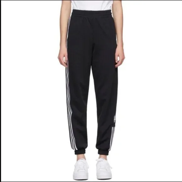 Adidas Originals XS Black Track Pants Joggers NWT 3 Stripes Trefoil Logo