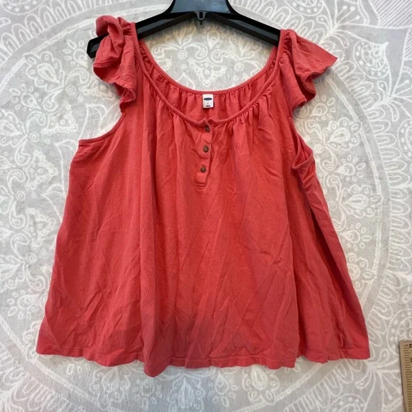 💗👚BEAUTIFUL DESIGNER TOP SHIRT BLOUSE👚💗WOMEN SIZE L COLOR CORAL OLD NAVY 336