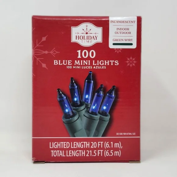 🍒♡Holiday Time Blue Mini Lights with Green Wire - 3x100 Count