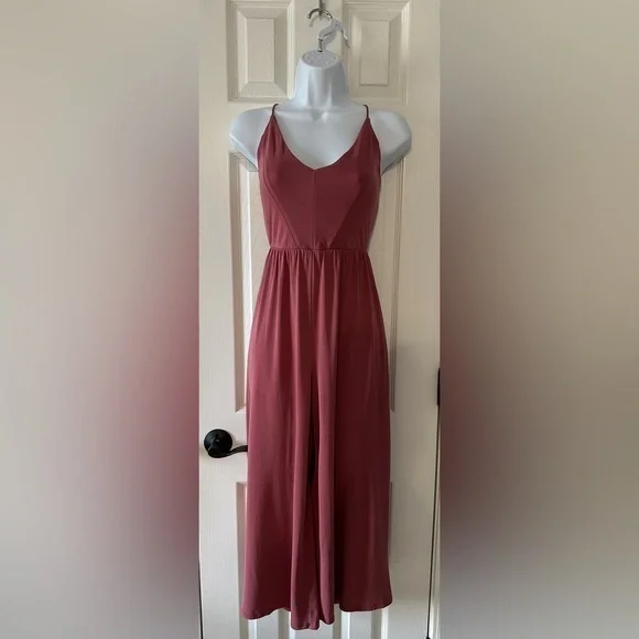 Sienna Sky Mauve Wide-Leg Jumpsuit with Built-In Shorts – Size Small