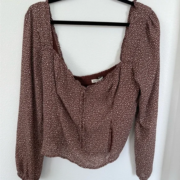 Abercrombie & Fitch Pink Puff Sleeve Ruched Blouse