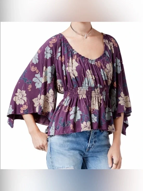 Free People Glenside Floral Print Top