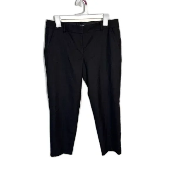 J Crew Factory Skimmer Pants Black Wool Blend Trousers 8 Ankle Cropped City Fit