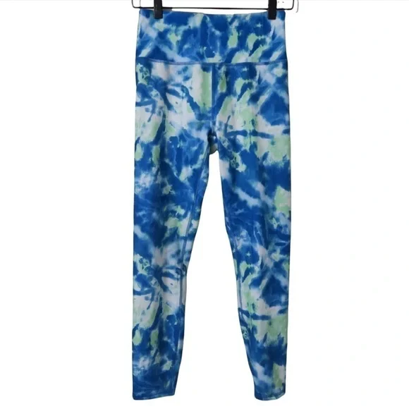 Wildfox Tie Dye Leggings Yoga‎ Workout Full Length Gym Hippie Green Blue