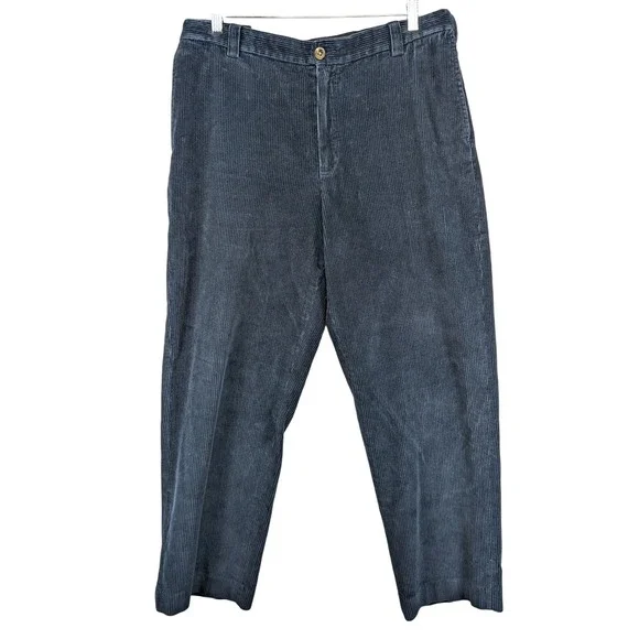 LL Bean Comfort Waist Corduroy Pants Size 35 Navy Blue‎ Men Casual 35 x 28