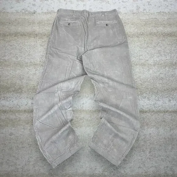 Vintage 90s Croft & Barrow Corduroy Pants 36x34 Baggy Light Tan Pleated Front