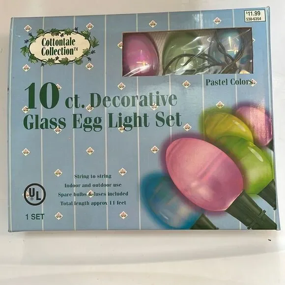 Vtg‎ new in box 2001 Cottontale Collection 10 Decorative Glass Egg light set