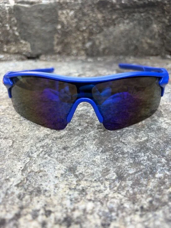 Blue Wrap Around Sport Sunglasses UV Shield Running Cycling Eyewear Speed Dealer