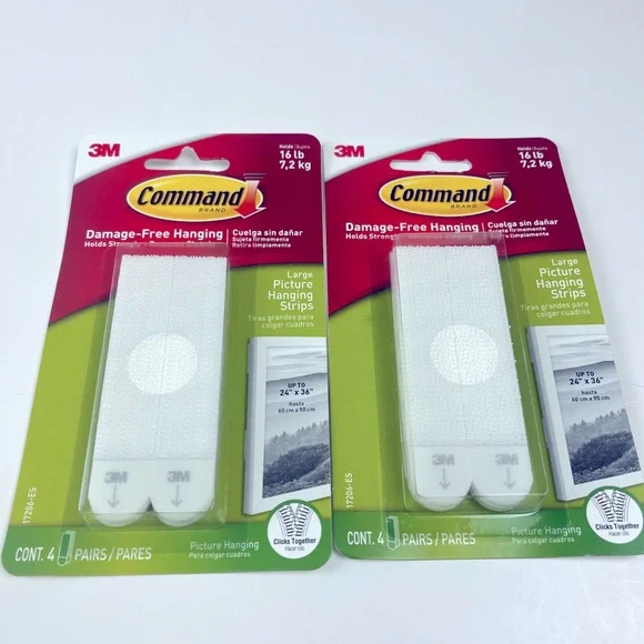 3M Command Brand 2 Packs Damage-Free Large Picture Hanging Strips