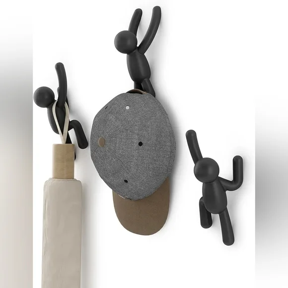 Climbing people wall hooks. Set of 3. Black.