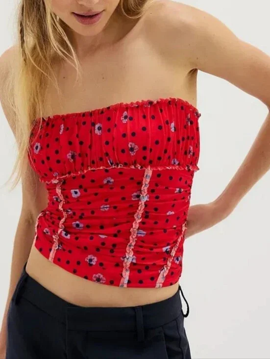 Free People Scottie Printed Tube- Red
