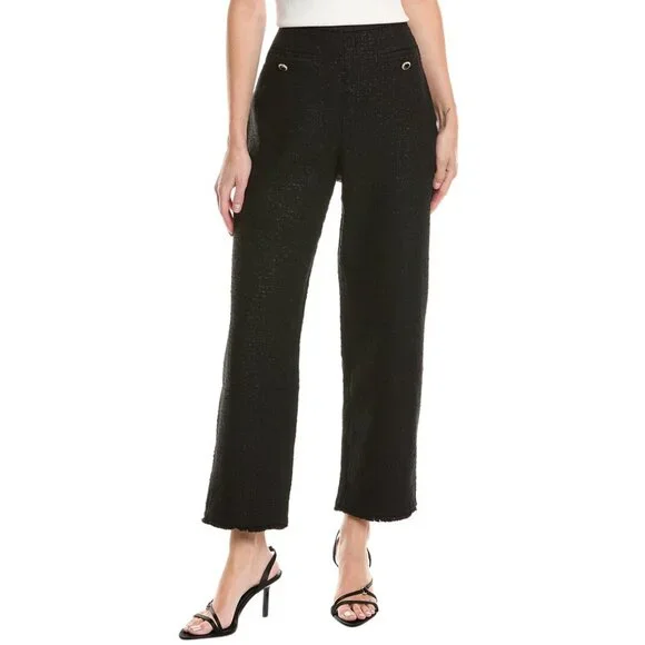 New Ted Baker Tweed Straight Leg Trousers Black size 1, 4, Small