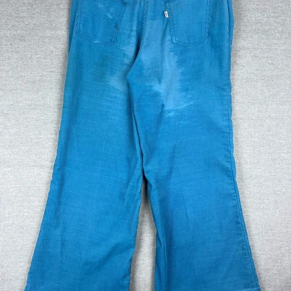 Vintage Levis 646 Bell Bottom Corduroy Pants Blue White Tab 70s‎ Flare 30x30