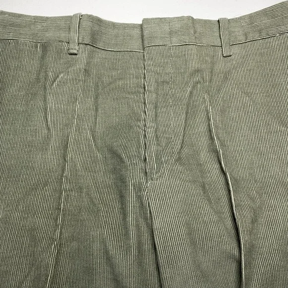 80s LL Bean Corduroy Trousers 36x33 Cuffed Cotton Blend Rugged Green USA