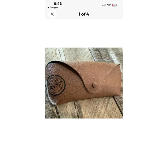 Ray-Ban Tan Textured Faux Leather Sunglasses‎ Case with Snap Closure Brown
