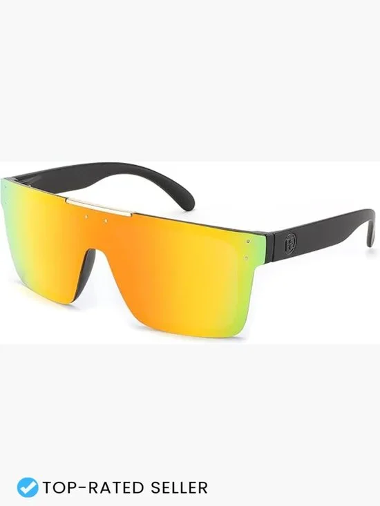 Oversized Square Flat Top Shield Sunglasses Men Women UV400 Polarized Driving