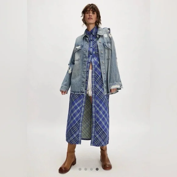 Free People Ruth Long Shirt, Sz 2 NWT