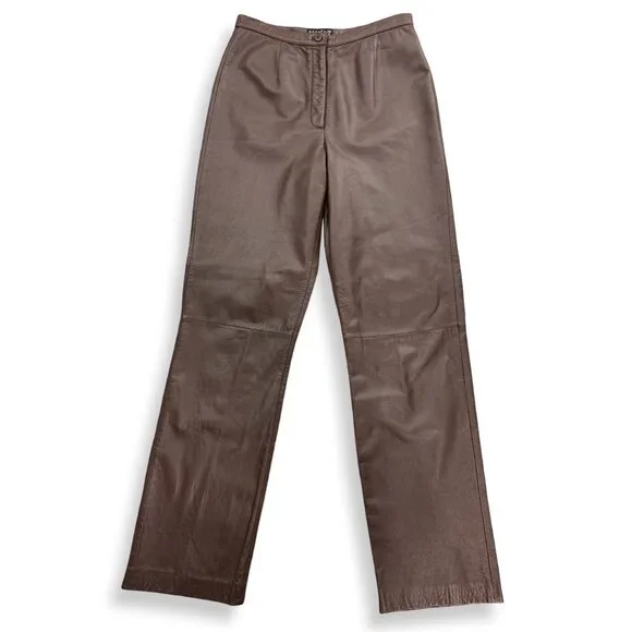 VTG Mixit Y2K‎ Leather Pants Womens 8 High Rise 28x31 Chocolate Brown Streetwear