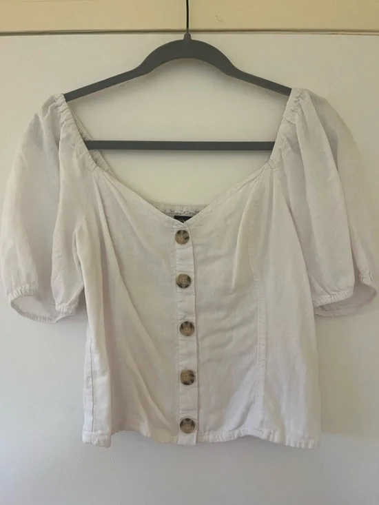 Abercrombie & Fitch White Button-down Blouse