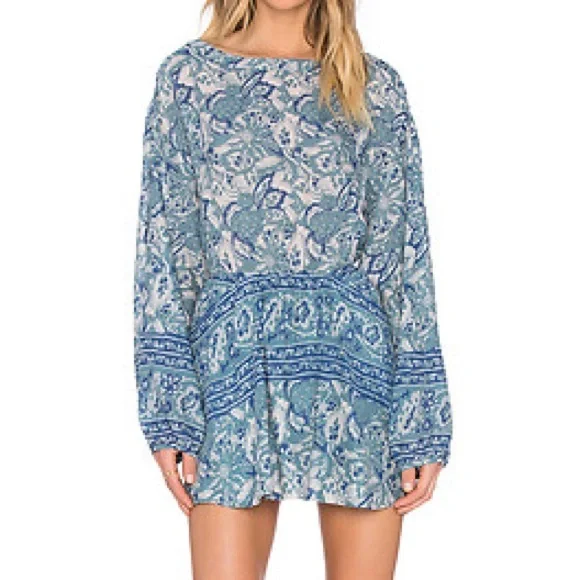 Free People Silver Sun Floral Blouson Dress
