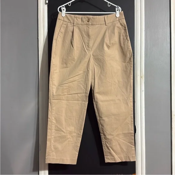 Express Ankle Tan High Rise Cropped Front Pleats Size: 12