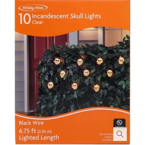 Holiday Home 10 skull lights clear bulbs. NWT