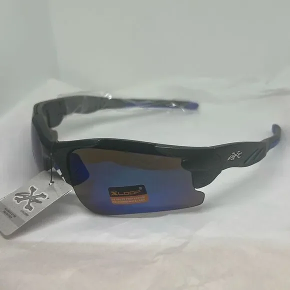 XLoop Sport Sunglasses – Blue Mirrored Lens – Shatter-Resistant UV400 Protection