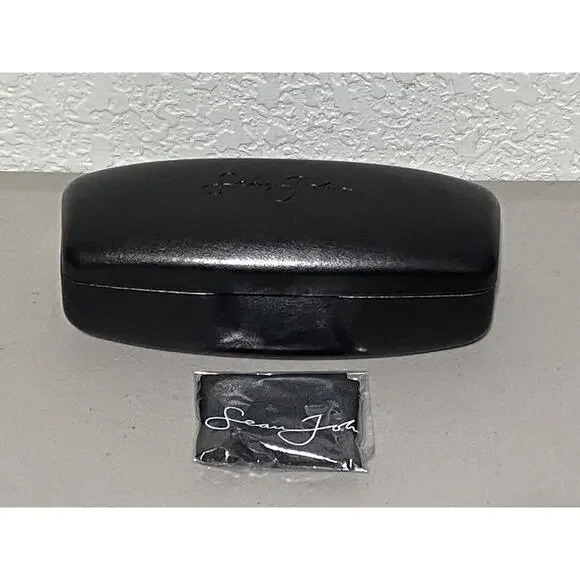 SEAN JOHN Hard Clamshell Sunglasses Eyeglass Case Only + Cleaning Cloth Black