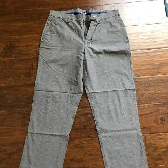 Kenneth Cole reaction mens gray striped pants chinos 33 W x 28 L