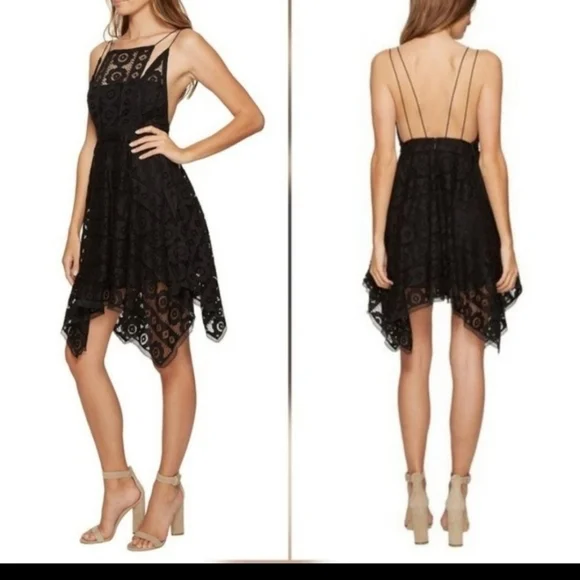 Free People Just Like Honey black lace mini