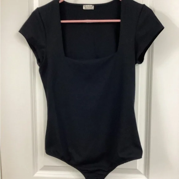 Free People Black Fitted Bodysuit Top