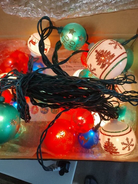 AIRIVO Christmas Tree Ball Ornaments, 28ft 25 Bulb Outdoor Christmas String Ligh